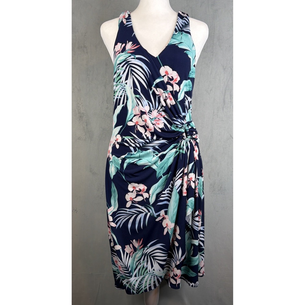 Tommy Bahama Halter Dress Womens S Tropical Floral Navy Midi